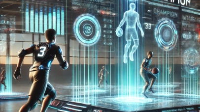 DALL·E 2025-03-18 18.54.44 - An ultra-realistic futuristic sports ranking system with different competition tiers. A high-tech digital leaderboard displays rankings from Rookie to.webp